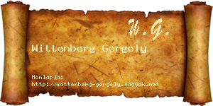 Wittenberg Gergely névjegykártya